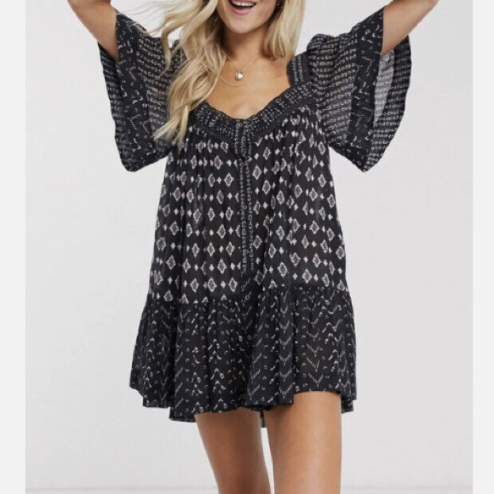Free People Black and White Mini Dress